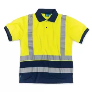 Image of Tough Grit Hi-Vis 2-Tone Polo Shirt Yellow/Navy - M