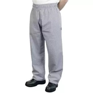 Image of BonChef Check Baggy Mens Chef Trousers (S) (Royal/White) - Royal/White