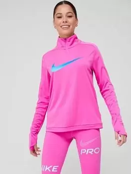 Image of Nike Dri-FIT Swoosh Half Zip Top - Pink, Size L, Women