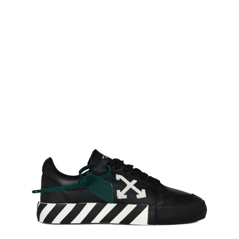 Image of Off White Low Vulcanized Leather Trainers Black-White male UK 13