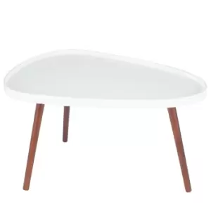 Image of White MDF & Brown Pine Wood Teardrop Coffee Table