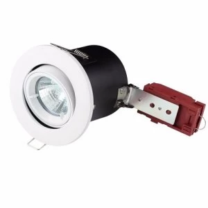 Image of KnightsBridge GU10 50W 230V LED Compatible IC Fire Rated Tilting Downlight - White