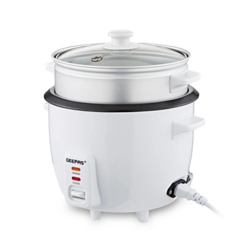 Image of Geepas 1L Rice Cooker & Steamer Keep Warm Function Automatic Steam Vegetables 450W Off White unisex