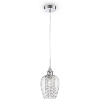 Image of Maytoni Lighting - Blues Dome Ceiling Pendant Lamp Nickel & Crystal, 1 Light, E14