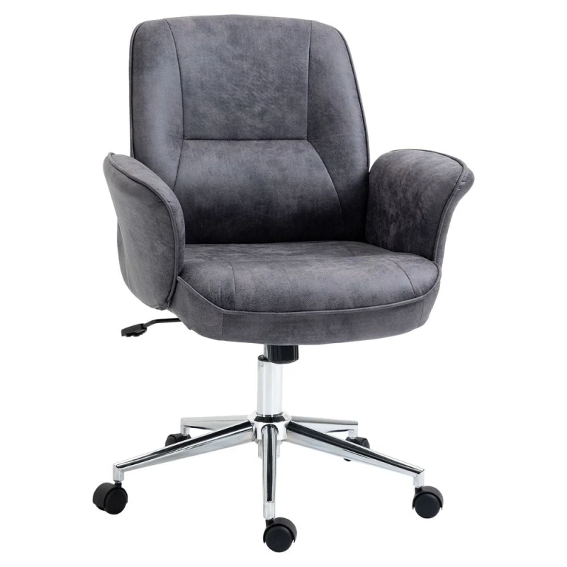 Image of Vinsetto Swivel Computer Office Chair Mid Back Desk Chair for Home Study Bedroom, Charcoal Grey Aosom UK