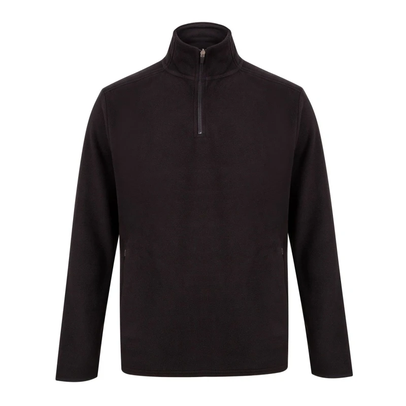 Image of Henbury Mens Quarter Zip Microfleece Jacket in Black Size: Small Black Male S