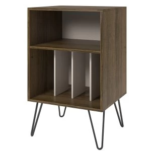 Image of Novogratz Concord Turntable Stand with Storage - Brown Oak/White