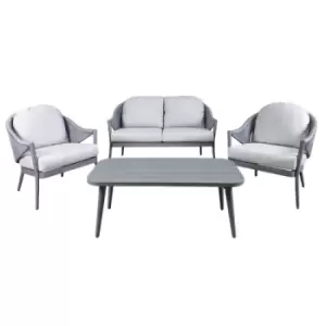 Image of Dellonda Echo 4 Piece Aluminium Outdoor Garden Sofa Arm Chair & Coffee Table Set