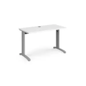 Image of Office Desk Rectangular Desk 1200mm White Tops With Silver Frames 600mm Depth TR10