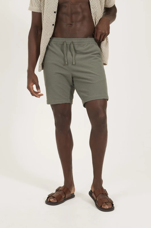 Image of Brave Soul Brave Soul Men Seersucker Shorts in Pale Green Size: Medium Pale Green M Male 5063487148868
