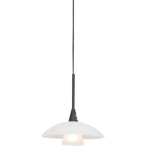 Image of Sienna Tallerken Dome Pendant Ceiling Lights Matt Black Fixture, Glass White Matt, Transparent Matt
