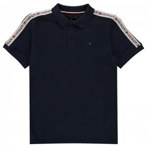 Image of Tommy Hilfiger Junior Boys Tape Polo Shirt - Black Iris