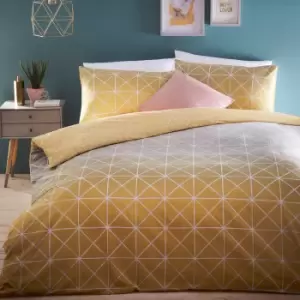 Image of Spectrum Geometric Gradient Duvet Cover Set Ochre/Grey, Ochre/Grey / King
