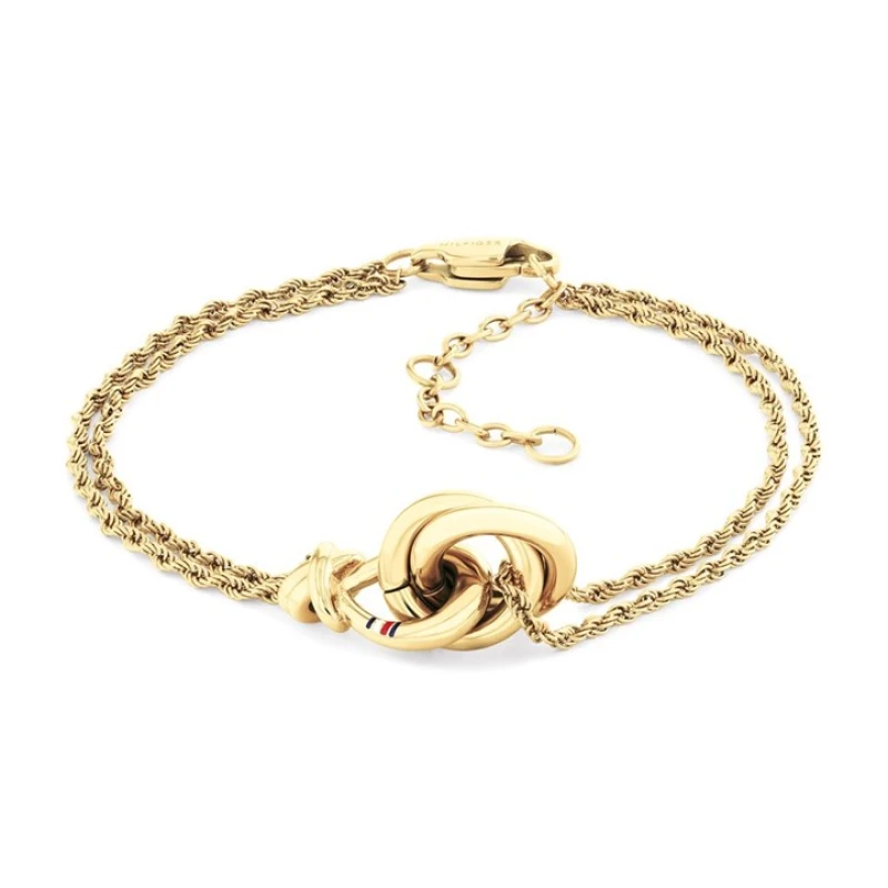 Image of Tommy Hilfiger 2780991 Stainless Steel Gold Tone Double Rope Bracelet - J7356