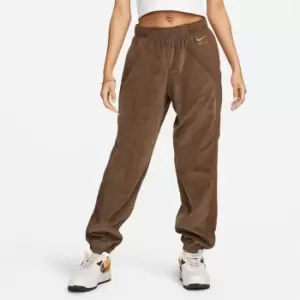 Image of Nike Air Womens Corduroy Fleece Miid-Rise Pants - Brown