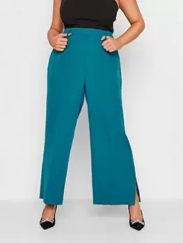 Image of Yours Split Flare Trouser Teal, Blue, Size 26, Women