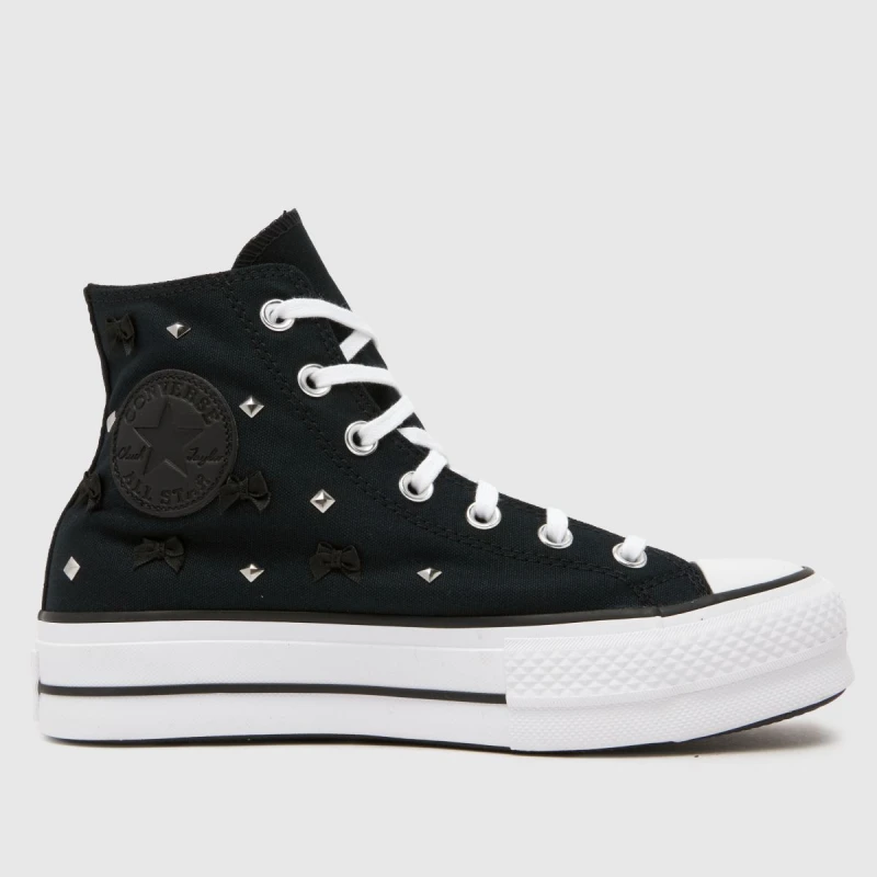 Image of Converse All Star Lift Hi Stud Trainers in Black & White Black & White UK 3 (EU 35)