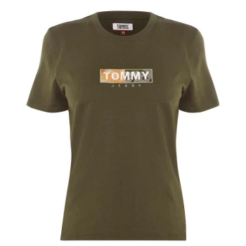 Image of Tommy Jeans Camo Logo T-Shirt - OLIVE TREE