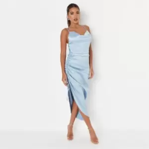 Image of Missguided Ruched Side Midaxi Dress - Blue
