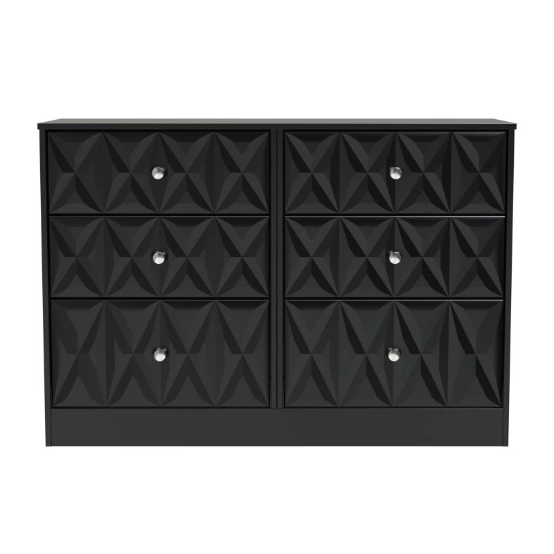 Image of Genoa Ready Assembled Black 6 Drawer Chest (H)792mm (W)1117mm (D)395mm