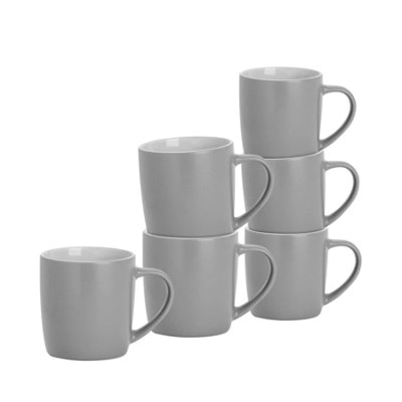 Image of Argon Tableware 2X Matt Coloured Coffee Mugs - 350Ml - Grey - Durable Stoneware Cappuccino Tea Cup Dishwasher & Microwave Safe