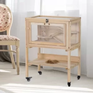 Image of PawHut Wooden Hamster Cage Mouse Rodent Small Animals Hutch Exercise Removeable Play House for Indoor Outdoor Use 60x36x80.5cm
