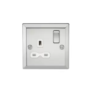 Image of Knightsbridge - 13A 1G dp Switched Socket with White Insert - Bevelled Edge Polished Chrome