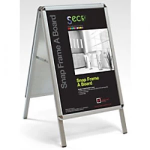 Image of Stewart Superior Freestanding Pavement Sign A2 463 x 700 x 950 mm Silver
