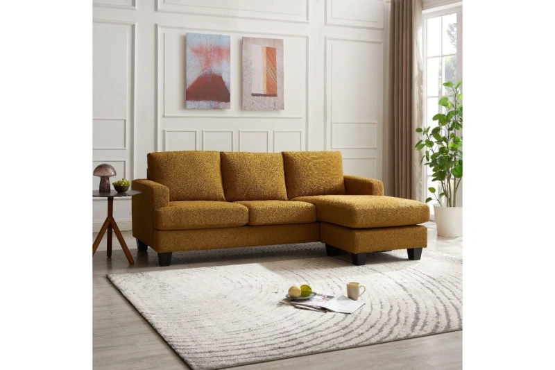 Image of Home Detail Hazel 3 Seater Sofa With Chaise Mustard