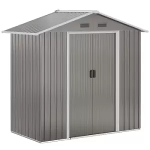Image of Outsunny 6.5ft x 3.5ft Metal Garden Storage Shed for Outdoor Tool Storage with Double Sliding Doors and 4 Vents, Grey