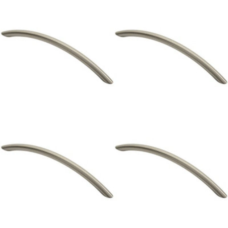 Image of Loops 4x Curved Bow Cabinet Pull Handle 190 x 10mm 160mm Fixing Centres Satin Nickel Metallics unisex