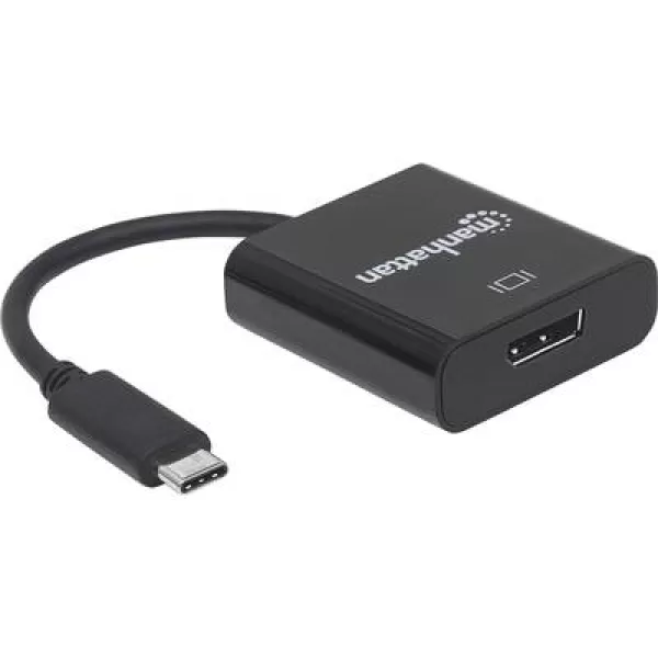 Image of Manhattan 152020 DisplayPort / USB Adapter [1x USB 3.2 2nd Gen connector C (USB 3.1) - 1x DisplayPort socket] Black Colour-coded, Flexible, Metal foil