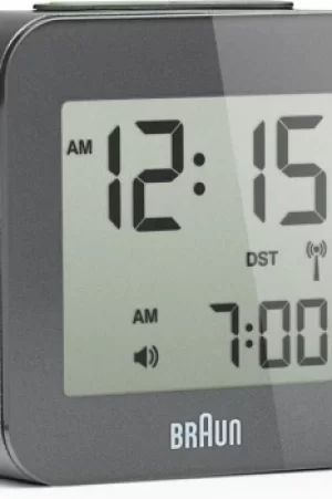 Image of Braun Clocks Travel Alarm Clock Radio Controlled BNC008GY-RC