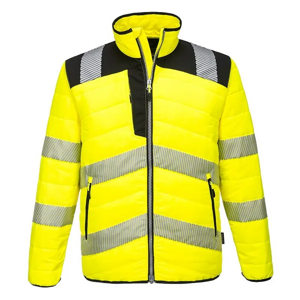 Image of Portwest PW3 Mens Hi Vis Baffle Jacket PW371YBR5XL Colour: Yellow / Black
