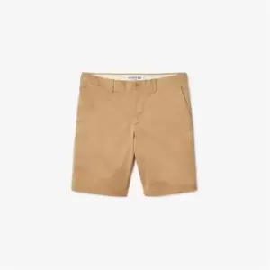 Image of Lacoste Mens Slim Fit Stretch Cotton Bermuda Shorts Size 40 (UK 32) Beige