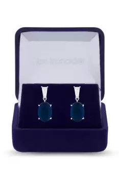 Image of Rhodium Plated Cubic Zirconia Crystal And Blue Earrings - Gift Boxed