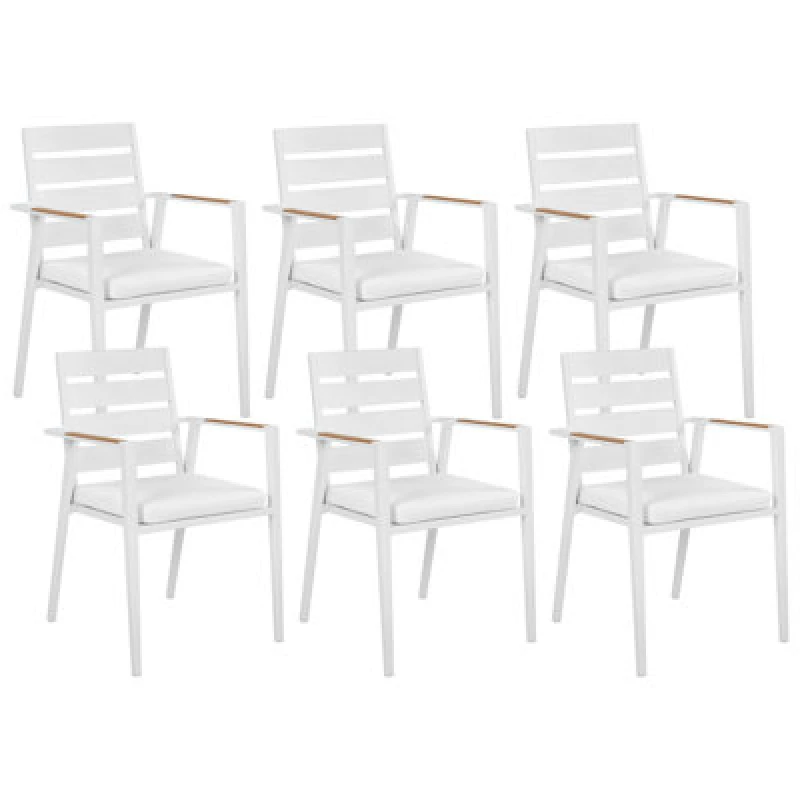 Image of Beliani Set Of 6 Garden Chairs Taviano Metal White