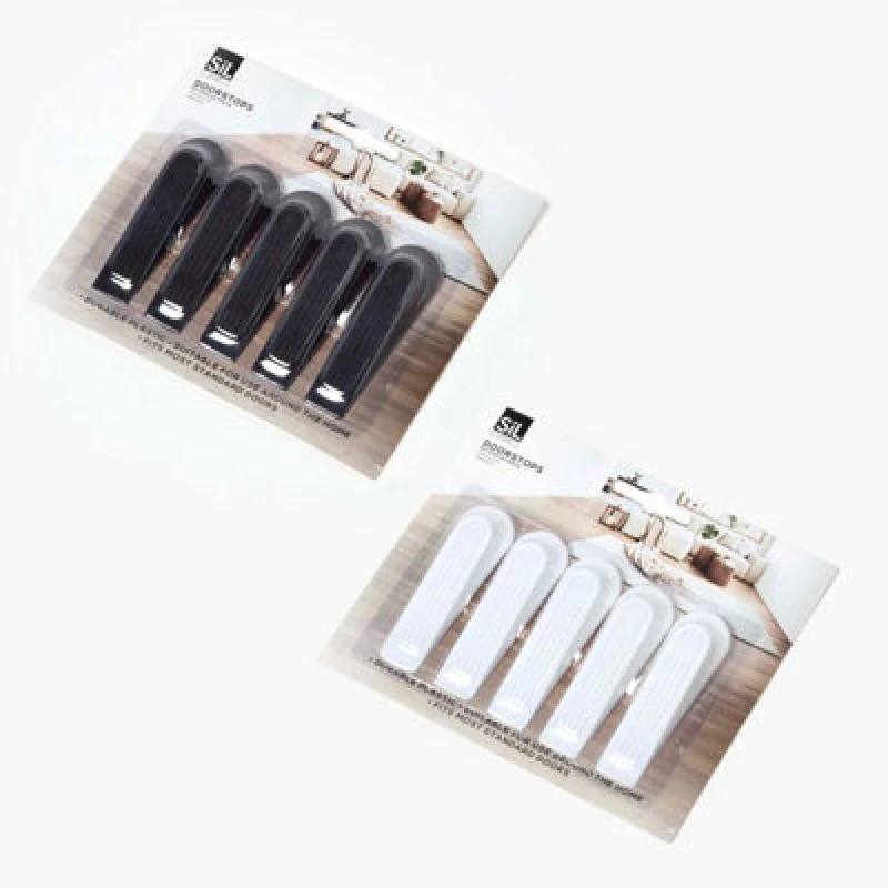 Image of Homescapes Black/white Wedge Doorstop Set Of 5