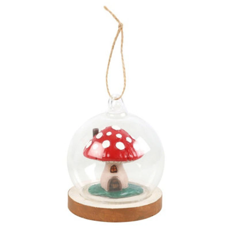 Image of Something Different Something Different Glass Mushroom House Hanging Dration in Red Red One Size Unisex 5063574332804