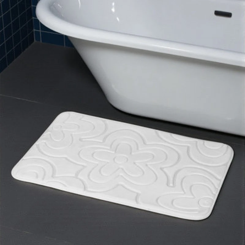 Image of Showerdrape Clover White Memory Foam Bath Mat White