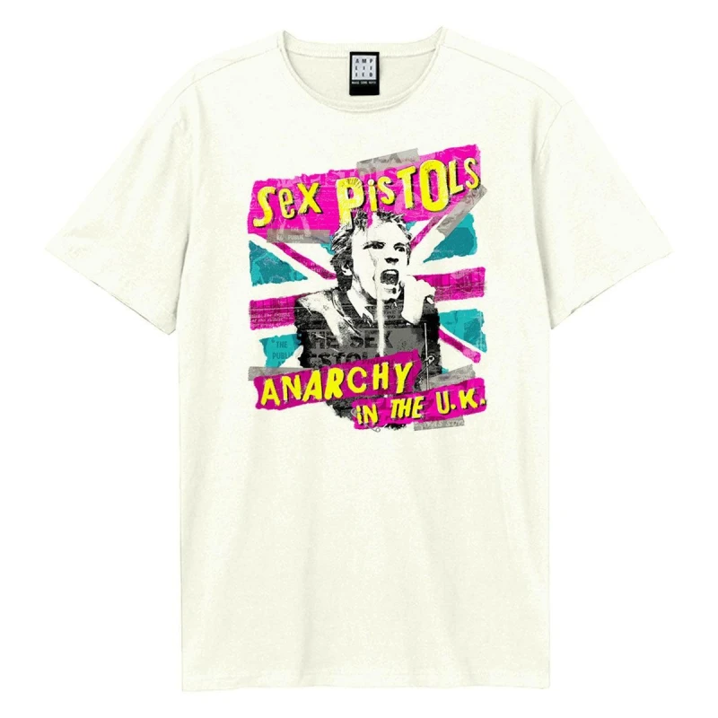 Image of Amplified Amplified Men Anarchy In The UK Sex Pistols T-Shirt in White Size: X-Small White XS Male 5063574138505