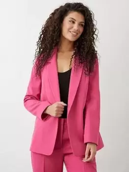 Image of Dorothy Perkins Turnback Cuff Blazer - Fuchsia, Pink, Size 12, Women