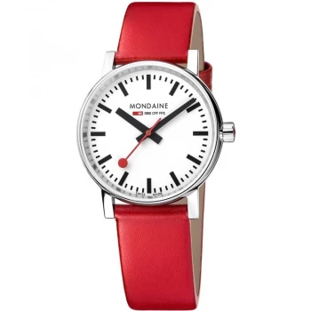 Image of Mondaine Evo2 35mm Red Leather Strap MSE.35110.LC Watch