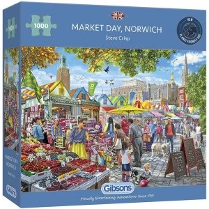Image of Gibsons Market Day Norwich 1000 Piece Jigsaw Puzzle