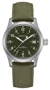 Image of Hamilton Khaki Field Officer Mechanical Green Canvas Watch