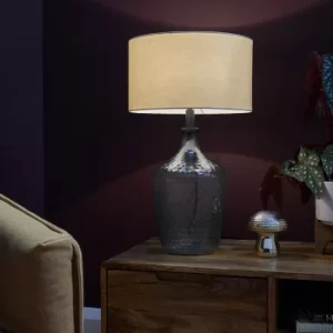 Image of Silvio Lustre Green Table Lamp with Large Mink Reni Shade