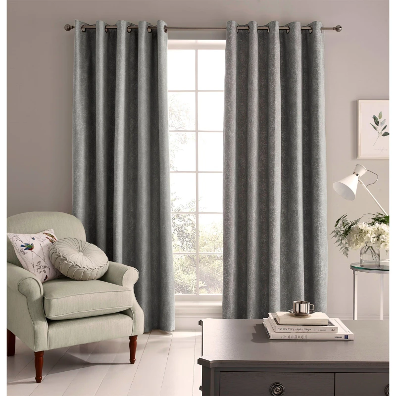 Image of Laura Ashley LA Alnwick Curtains Steel unisex 64X90 inch