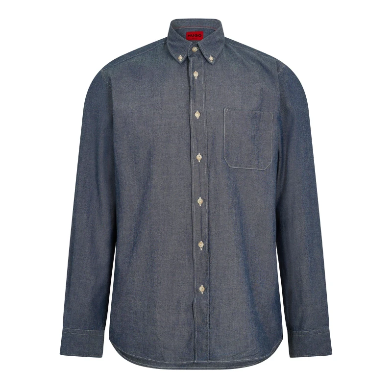 Image of Hugo Mens Ermann 10 Long Sleeve Oxford Shirt Pastel Blue male S