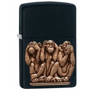Image of Zippo See no evil Hear no evil Speak no evil Classic Black Matte
