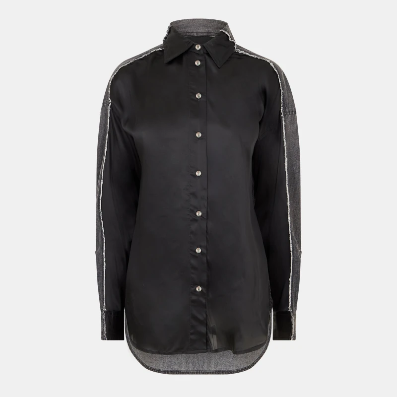 Image of Diesel Womens Long-Sleeve Plain Shirt Black female 4 (36)